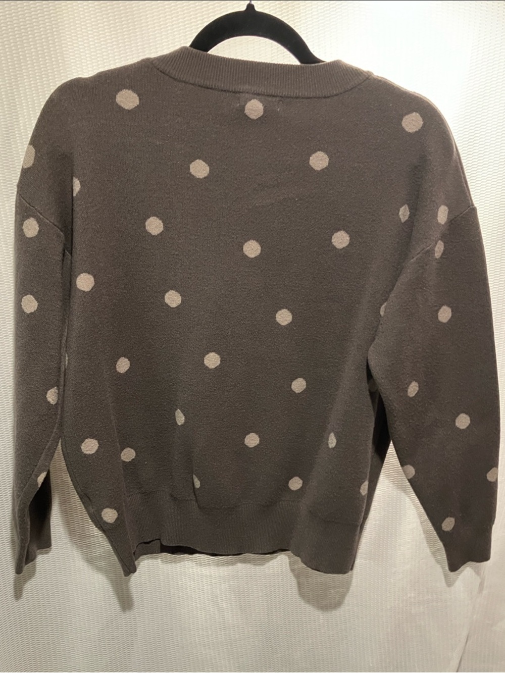 tea n rose Taupe Crewneck Sweater with Cream Polka Dots - Picture 8 of 8